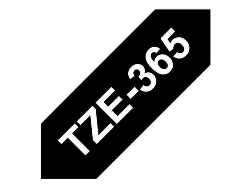 Brother Tze-365 Etiketter - Hvid På Sort 36mm x 8m