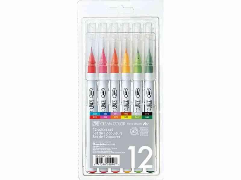 Zig Clean Color Pensel Pen Sæt med 12 Farver