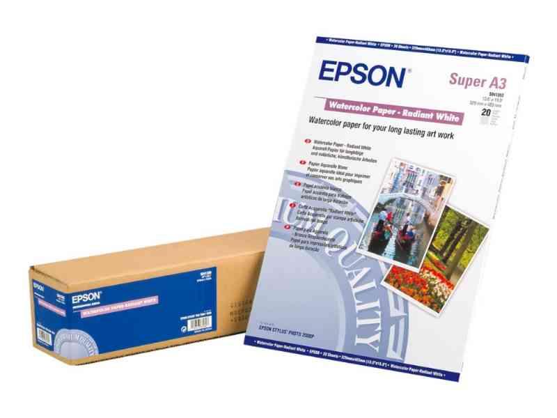 Epson Akvarelpapir A3 Plus - 20 Ark Radierende Hvid