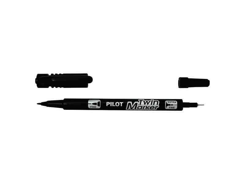 Marker Pilot Twin Marker Superfine/Fine 0,5 mm - Sort