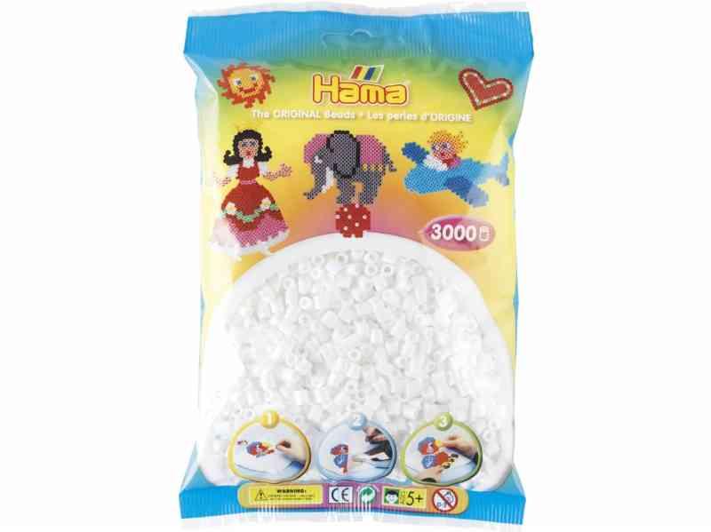 Hama Perler 201-01, Hvid, 3000 Stk - Kreativ Leg!