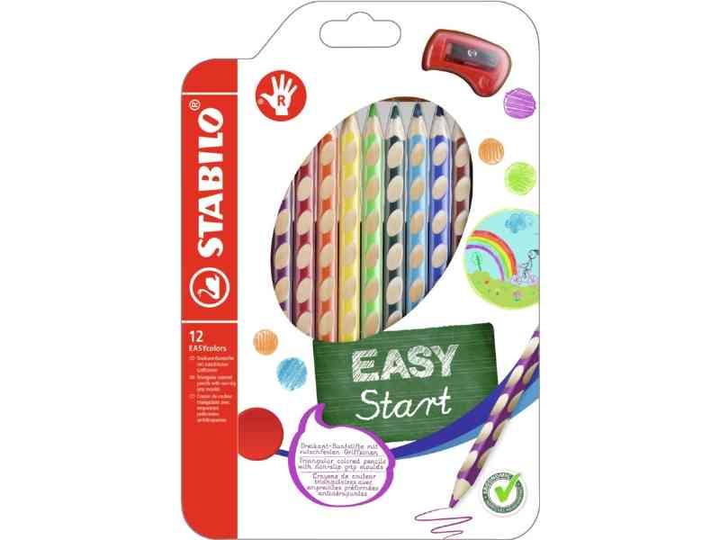 Stabilo Easycolor 12 Farveblyanter til Højre Hånd - Spidser Inkl.
