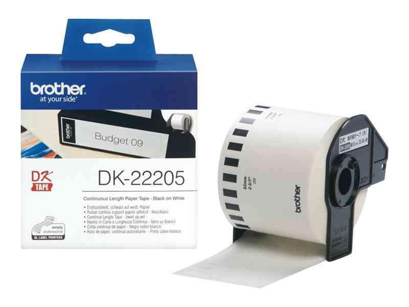 Brother DK-22205 Termokopieringspapir - Sort på Hvid Rulle