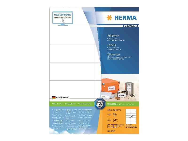 Herma Premium Mat Hvid Selvklæbende Etiketter 1400 stk.