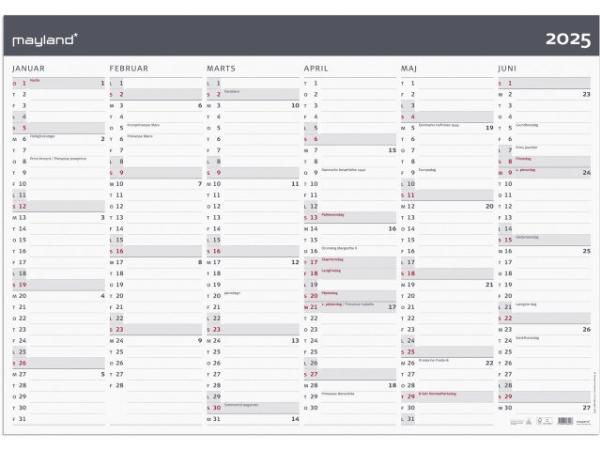 Kæmpekalender 2025 i Papir - Moderne Design 2x6 Mdr.