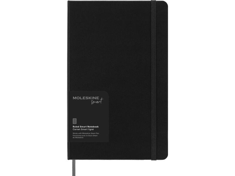 Smart Linjeret Notatbog i Sort - Moleskine Large