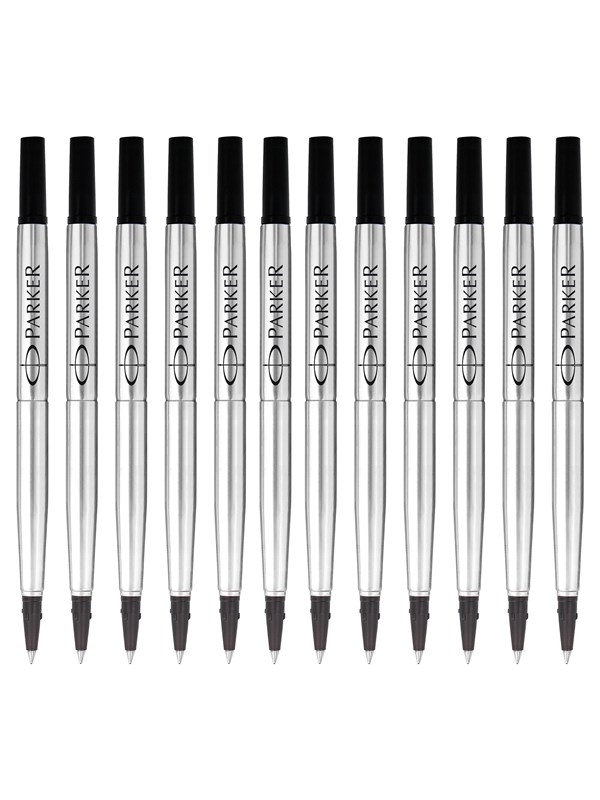 Parker Rollerball Refills, Fin Sort - 12 Stk. Tilbud!