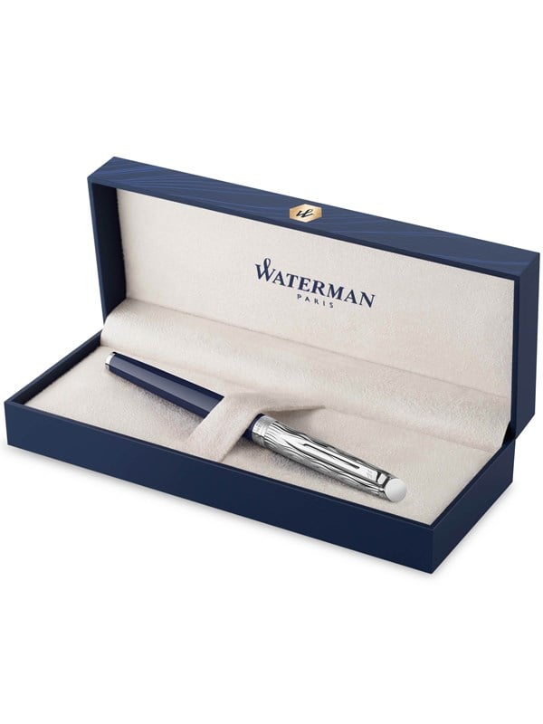 Waterman Hémisphère fyldepen i metal og blå lak - Gaveæske