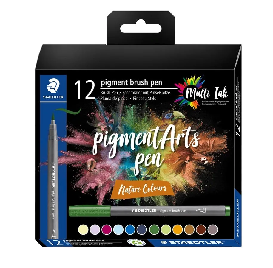 Staedtler® Brush Pen Pigment Arts Med 12 Stk. Ass. Natur Farver