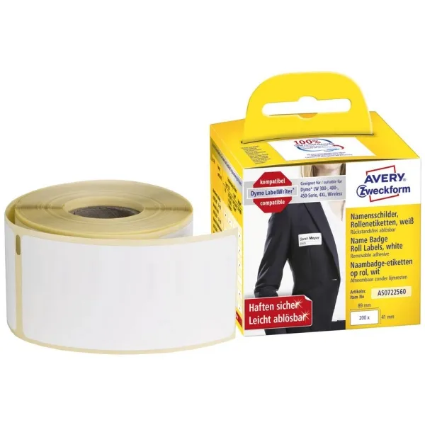 Selvklæbende Avery Navneetiketter 4,1X8,9 Cm Hvid - (200 Stk.)