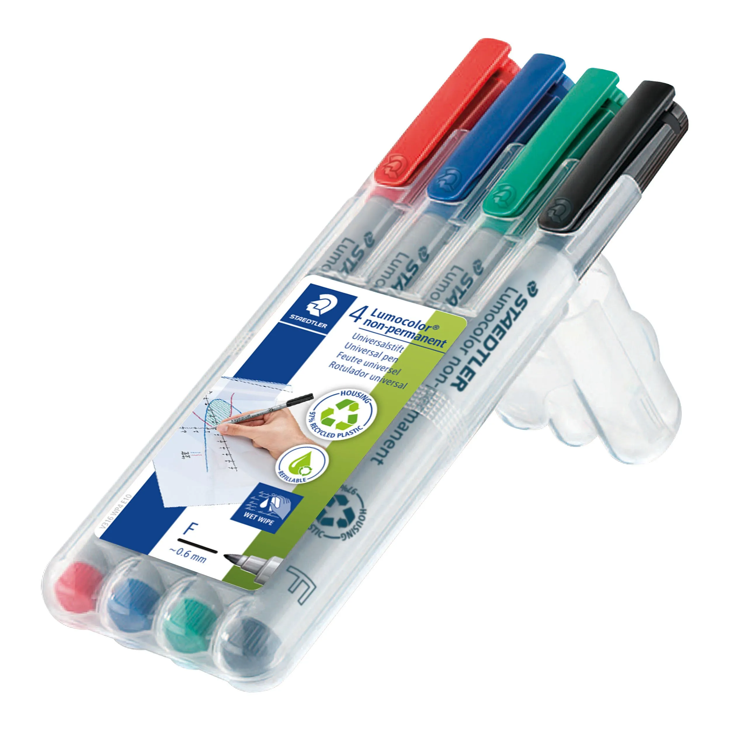 Staedtler Lumocolor® 316 Marker, Universal, Permanent, Fine 0.6 Mm - Med 4 Stk. Ass. Farver