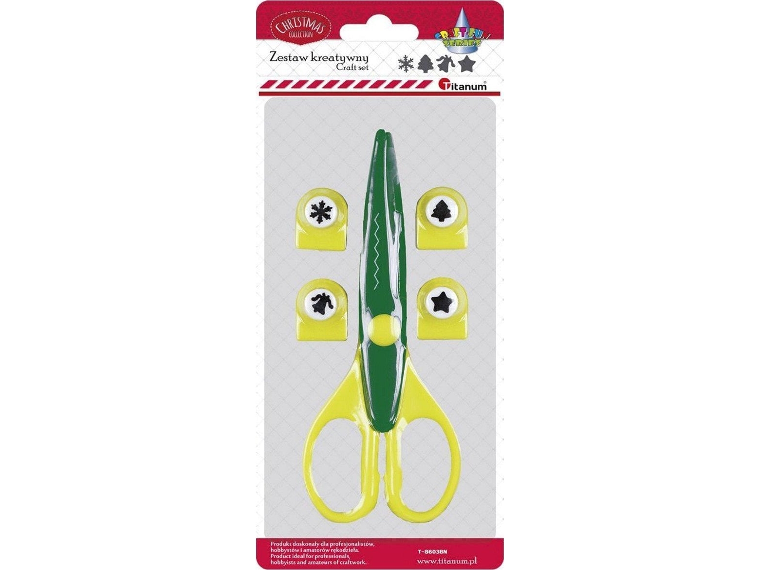 Scissors And Punch Set 4Pcs (Scissors And 4 Punches :Snowflake,Christmas Tree,Bell And Star)