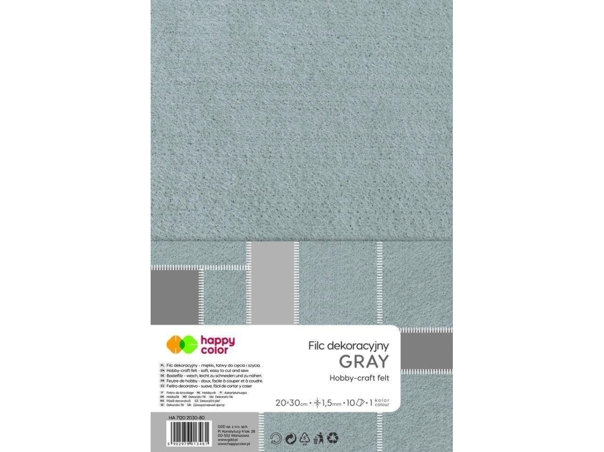 Gdd Dekorativ Filt Grå 10Stk Happy Color