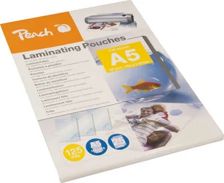 Peach - 125 Micron - 25-Pakke - Gennemsigtig - A5 (148 X 210 Mm) Laminerings Poser