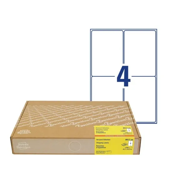 Shippingetiket Avery 99,1X143,5 Mm Hvid - (300 Ark X 4 Stk.)
