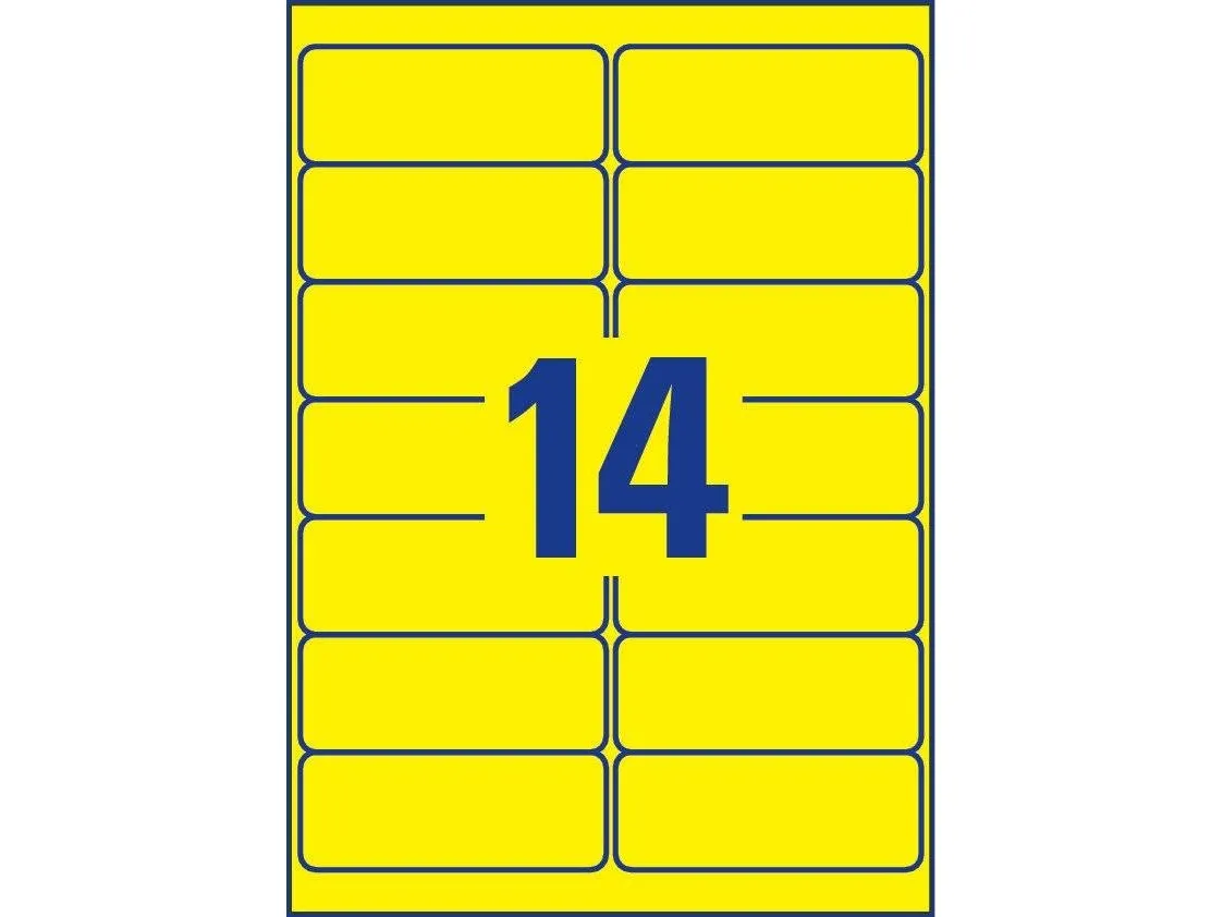 Etiketter Avery 99,1X38,1 Mm Neongul - (25 Ark X 14 Stk.)