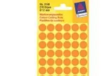 Etiket Avery Zweckform Neon Orange Ø12 Mm - (5 Ark X 54 Stk.)