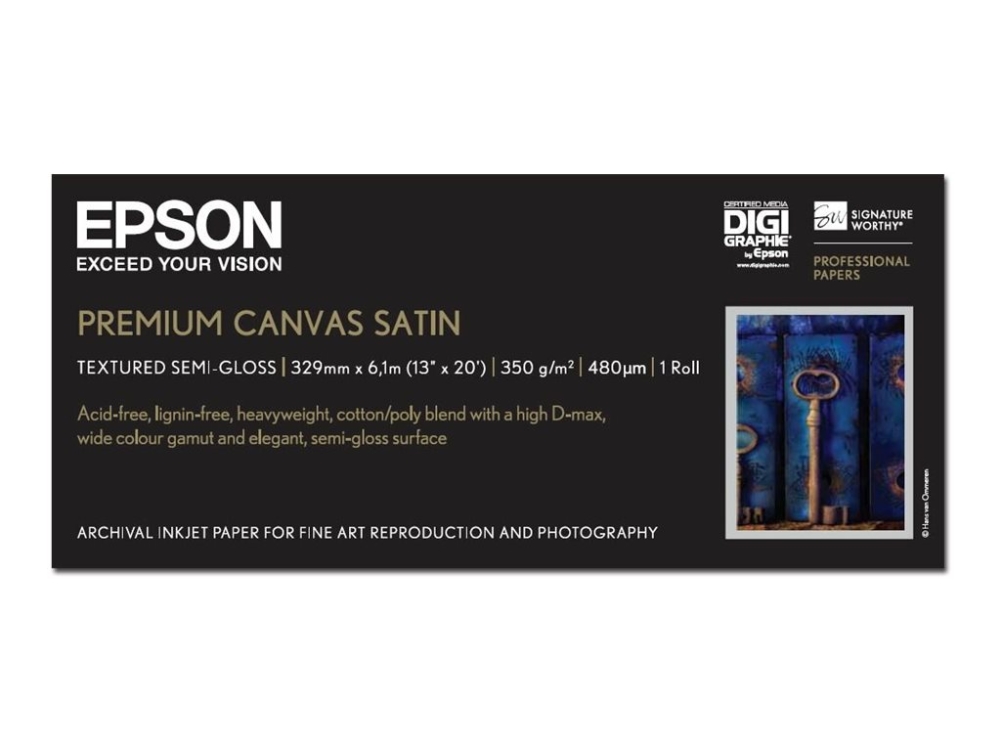 Epson Premierart Water Resistant Canvas - Skinnende - Rulle (33 Cm X 6,1 M) - 350 G/M² - 1 Rulle(R) Papir På Lærred - For Surecolor P5000, P800, Sc-P