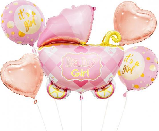 Pink Trolley Folieballoner 5 Stk Bz-Hwzr