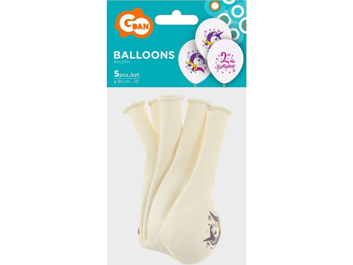 Godan Unicorn Latexballoner Til Anden Fødselsdag - 30 Cm - 5 Stk Universal