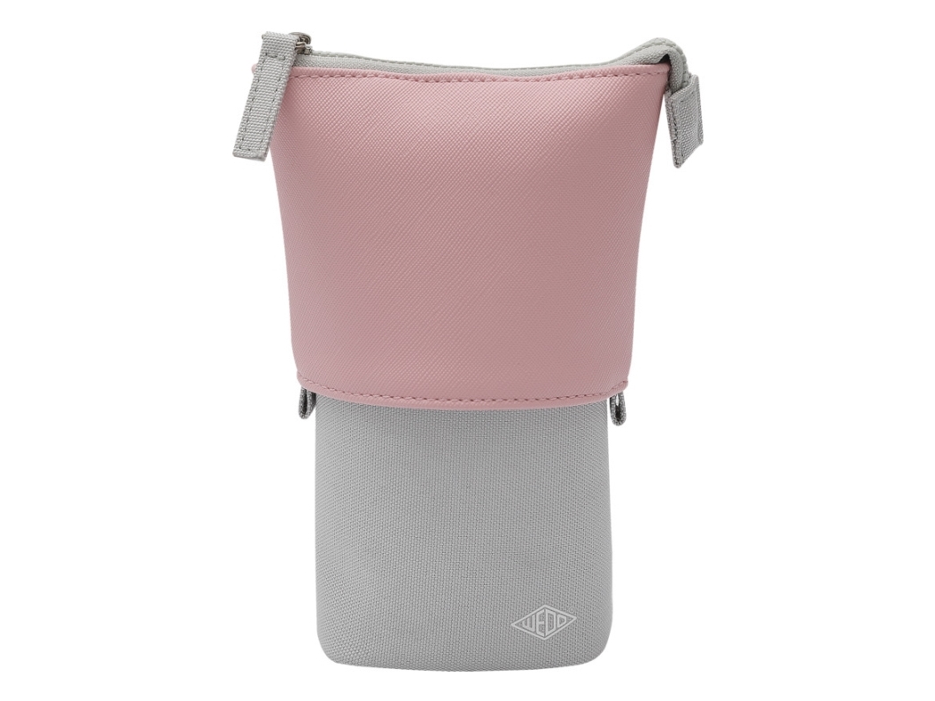 Wedo 242 73009, Blødt Penalhus, Stof, Imiteret Læder, Polyester, Grå, Lyserød, Monokromatisk, Indendørs, Lynlås