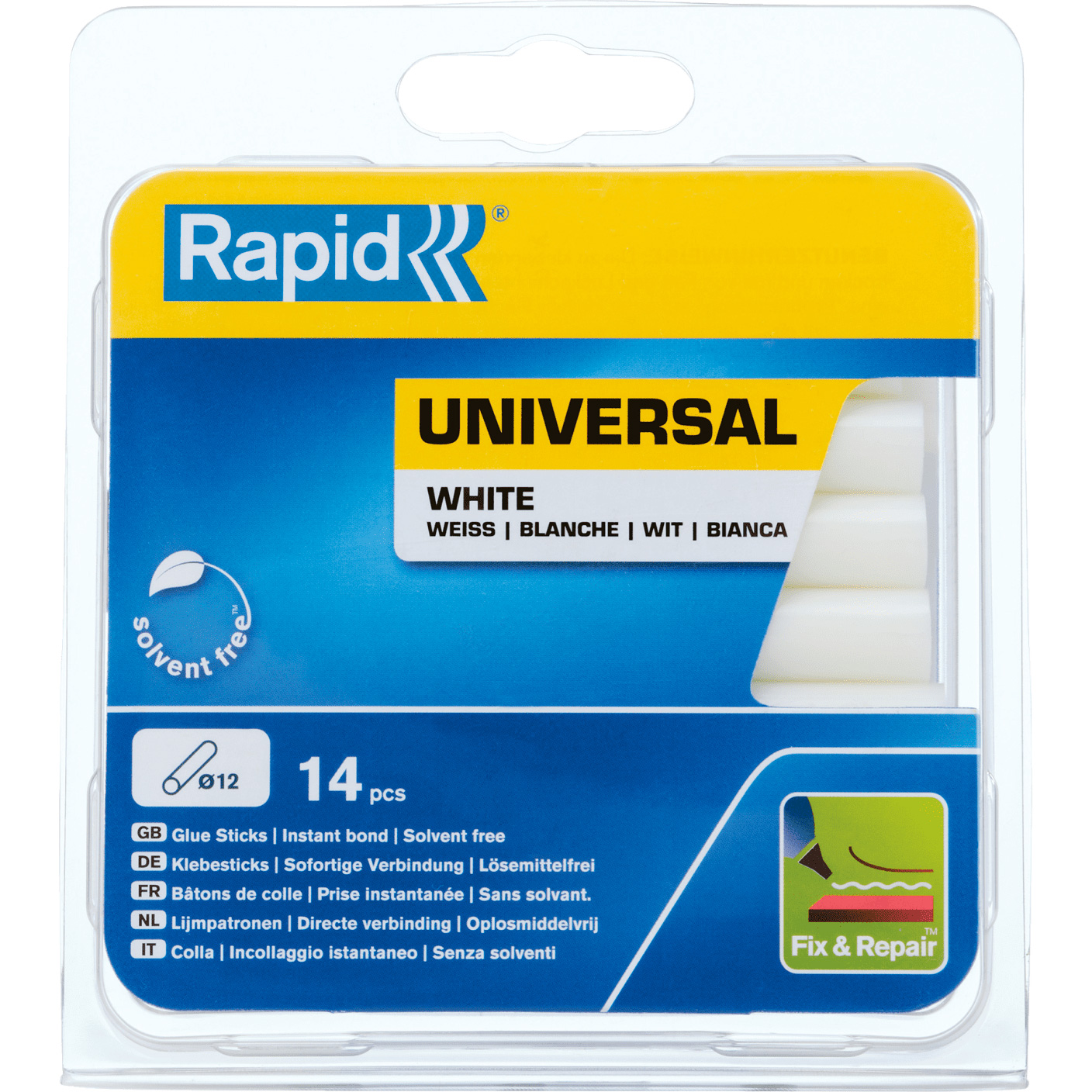 Rapid 12mm limstift hvid 14stk