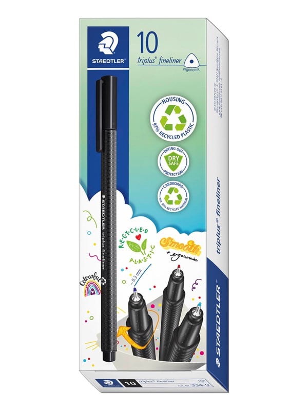Staedtler TRIPLUS FINELINER rPP, 10 stk AQUA BLÅ